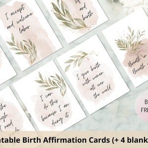 Cartes d’affirmation de naissance pour une grossesse et un travail positifs, 36 affirmations imprimables, cartes d’hypnonaissance pour future maman, téléchargement numérique