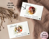Bridesmaid Proposal Card Template with photo, Minimalist Will You Be My Bridesmaid Card, Modern Maid Of Honor Proposal, Instant Download