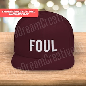 Embroidered Foul Funny Sports Flat Bill Trucker Hat