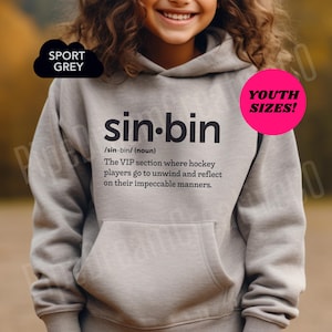 Youth Funny Sin Bin Hockey Definition Hoodie Sweatshirt