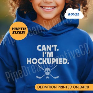 Youth Funny Hockey Hoodie for Hockey Player Gift for Hockey Lover Kids Funny Hockey Definition Sweatshirt Hockupied Shirt Kids Hockey Hoodie