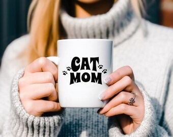 Cat Mom with Cute little cat paws Coffee Mug, 11oz , Crazy Cat lady Coffee Mug , Cute Cat Mom Mug , Cat Mom Gift  , Cat Paws Mug