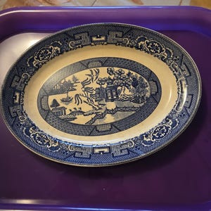 Vintage Homer Laughlin China blue serving plate