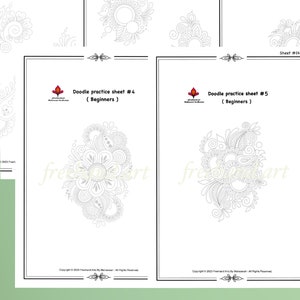 Floral Doodle Practice Sheets 40 Pages, Learn to draw Floral Doodle, Floral Templates, Tracing and Coloring, Digital, Printable Worksheets zdjęcie 6