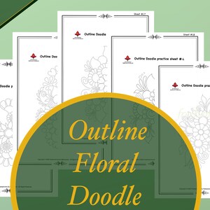 Floral Doodle Practice Sheets 40 Pages, Learn to draw Floral Doodle, Floral Templates, Tracing and Coloring, Digital, Printable Worksheets zdjęcie 4