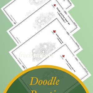 Floral Doodle Practice Sheets 40 Pages, Learn to draw Floral Doodle, Floral Templates, Tracing and Coloring, Digital, Printable Worksheets zdjęcie 7