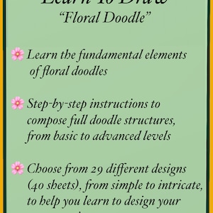 Floral Doodle Practice Sheets 40 Pages, Learn to draw Floral Doodle, Floral Templates, Tracing and Coloring, Digital, Printable Worksheets zdjęcie 10