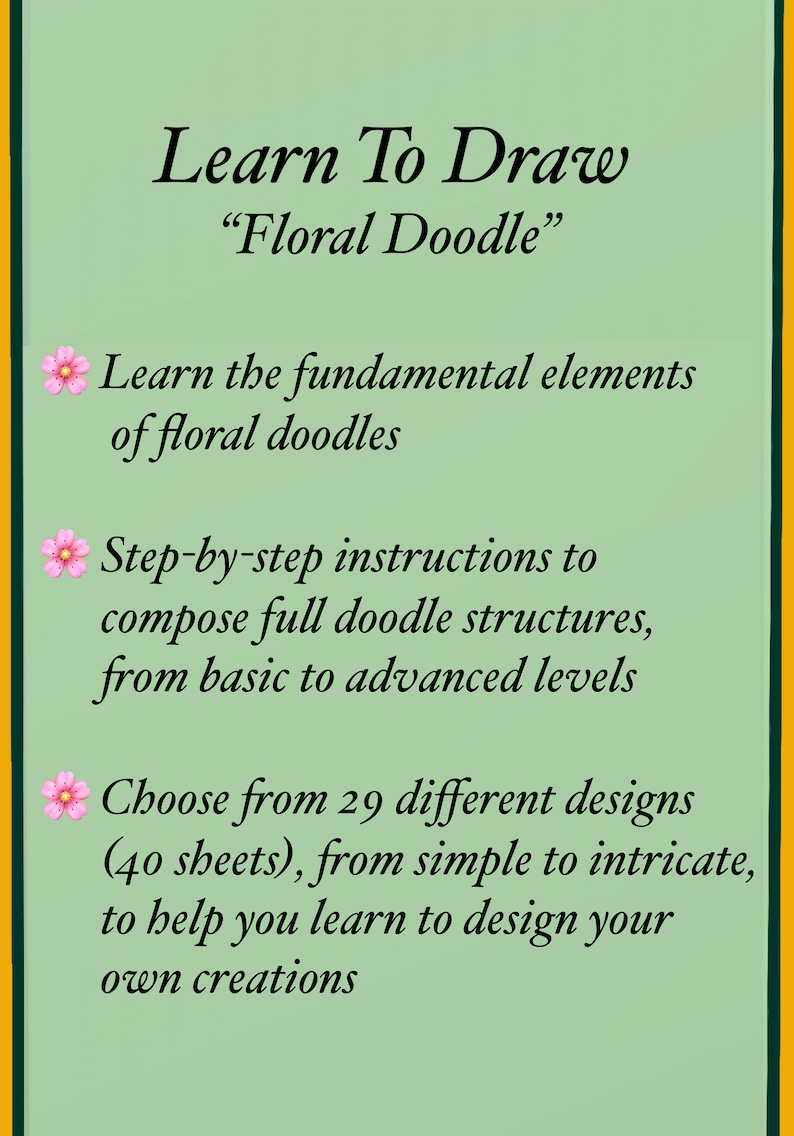 Floral Doodle Practice Sheets 40 Pages, Learn to draw Floral Doodle, Floral Templates, Tracing and Coloring, Digital, Printable Worksheets zdjęcie 10