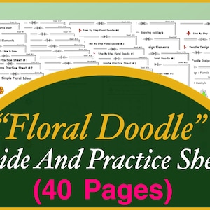 Floral Doodle Practice Sheets 40 Pages, Learn to draw Floral Doodle, Floral Templates, Tracing and Coloring, Digital, Printable Worksheets zdjęcie 1