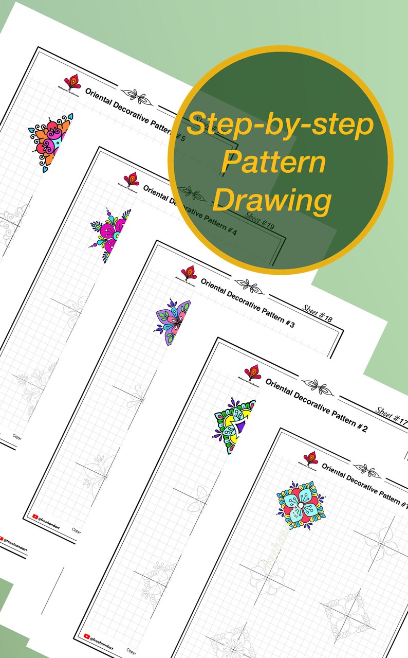 Patterns Practice Sheets and Coloring (50 Pages), Learn to Draw Mandala ...