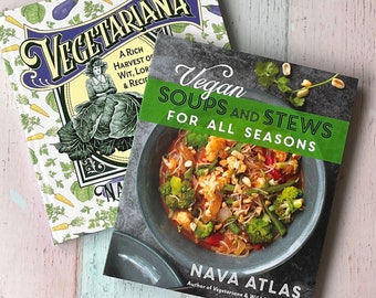 Vegan Soups & Vegetariana — a set of 2 classic vegan cookbooks, new editions