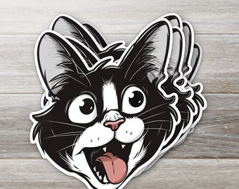 Crazy Black Cat Sticker