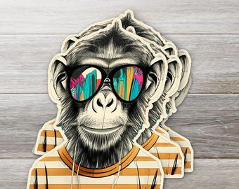 Weatherproof Monkey Sticker with Sunglasses