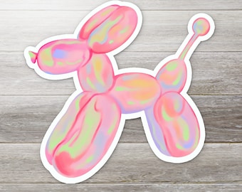 Pink Oil Slick Balloon Animal Sticker- Dog