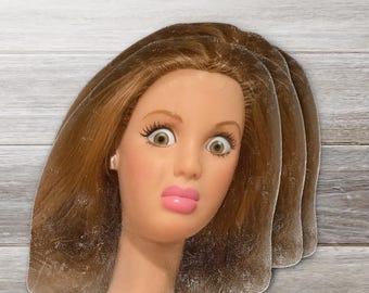 Funny Doll Face Sticker | Meme Vinyl Decal
