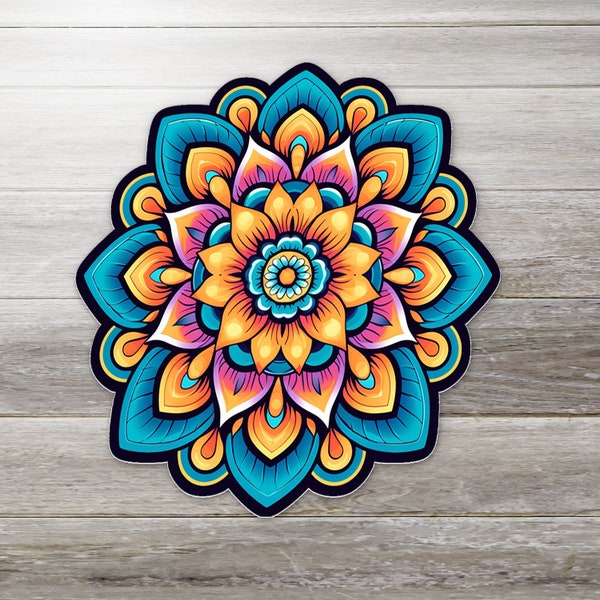 Colorful Mandala Sticker- pink and teal