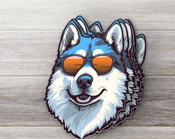 Weatherproof Husky With Sunglasses Sticker