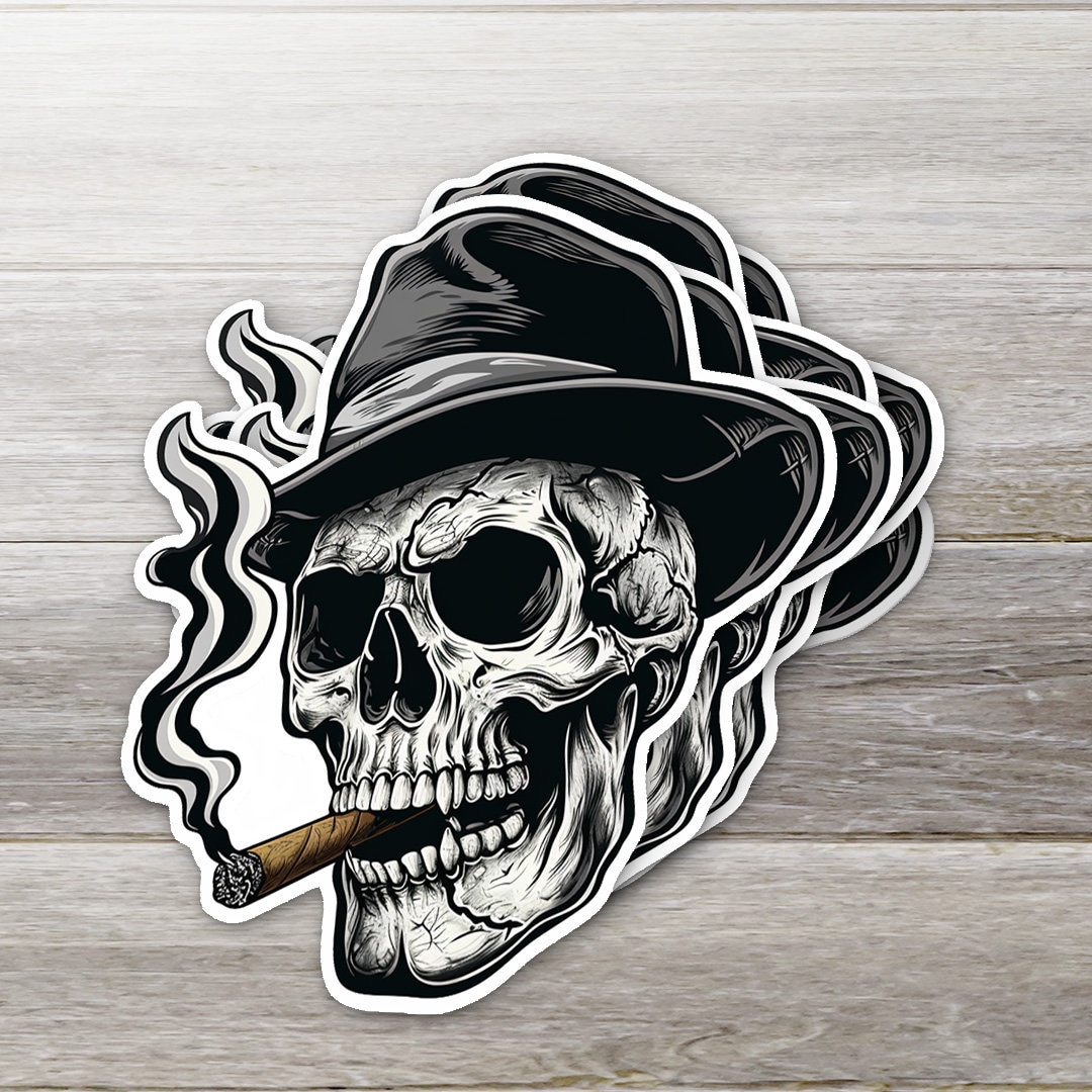 Smokin Skull Sticker - Etsy