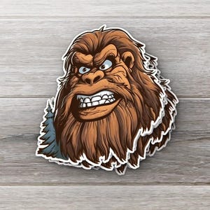 Mean Mug Bigfoot Sticker-cartoon