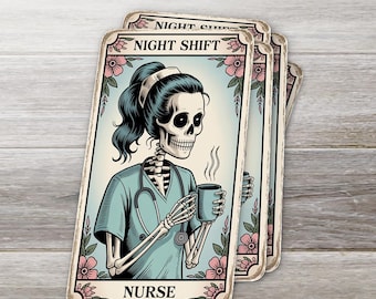 Funny Skeleton Nurse Sticker: Waterproof Vinyl Decal for Laptop, Bottle