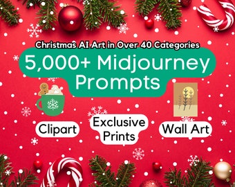 Christmas AI Art Midjourney Prompts | Christmas Clipart | Stable Diffusion | Wall Art | Digital Prints | Digital Art | Christmas Printable