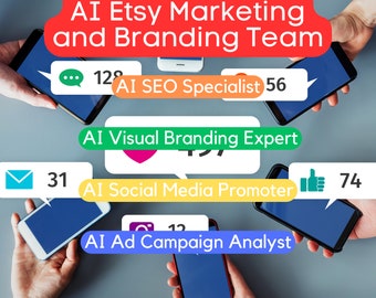 Sell On Etsy Shop Etsy Sellers Branding & Marketing AI Team - ChatGPT Prompts | Selling On Etsy AI Prompts Become A Best Seller Etsy Seller