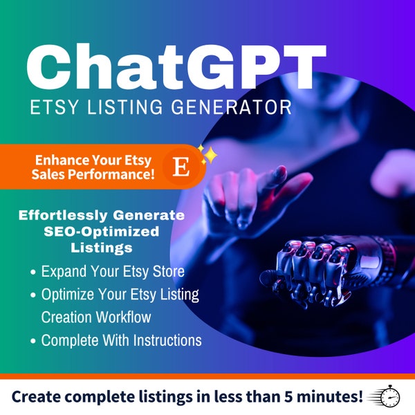 ChatGPT Etsy-Verkäuferlisten-Generator – ChatGPT-Eingabeaufforderungen | Etsy-Shop-Kit | So verkaufen Sie schnell auf Etsy! Etsy-Verkäufer skalieren Ihren Etsy-Shop ganz einfach