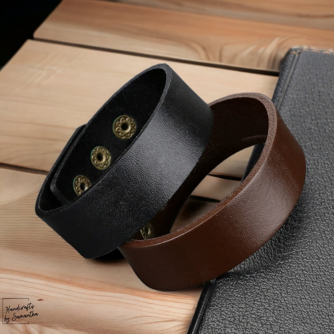 Men's Thick Leather Bracelet Men's Leather Bracelet Etsy