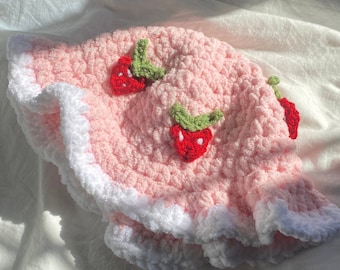 Chunky Strawberry Crochet Hat | Handmade Item