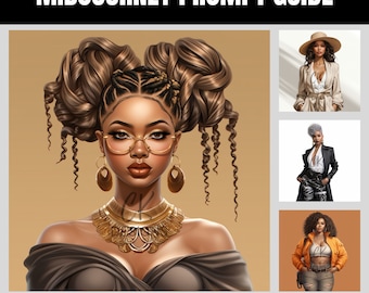 Eleganza potenziata: donna afroamericana alla moda, ebook di ispirazione, immagini di esempio, arte AI