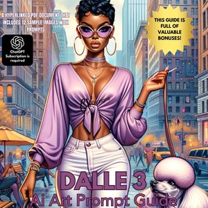 Strolling With My Furry Companion Prompt Ebook - ChatGPT4 & DALL-E 3 |12 Prompts and 12 Sample Images, African American AI prompts
