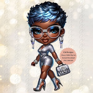 Glamorous Chibi Doll Short cut Digital Paper Dolls