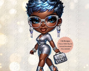 Glamoureuze chibi-pop korte digitale papieren poppen