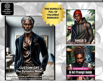 Paquete GPT personalizado de Dynamic Male: Creación de arte con solo pulsar un botón / Creación de arte digital único / Incluye 2 guías de indicaciones / CHAT GPT 4 / DallE3