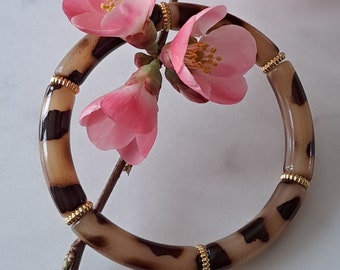 Bracelet perle tube léopard