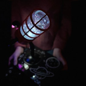 Colorful LED Lamp with Wi-Fi control made to resemble Science Fiction Rocket .