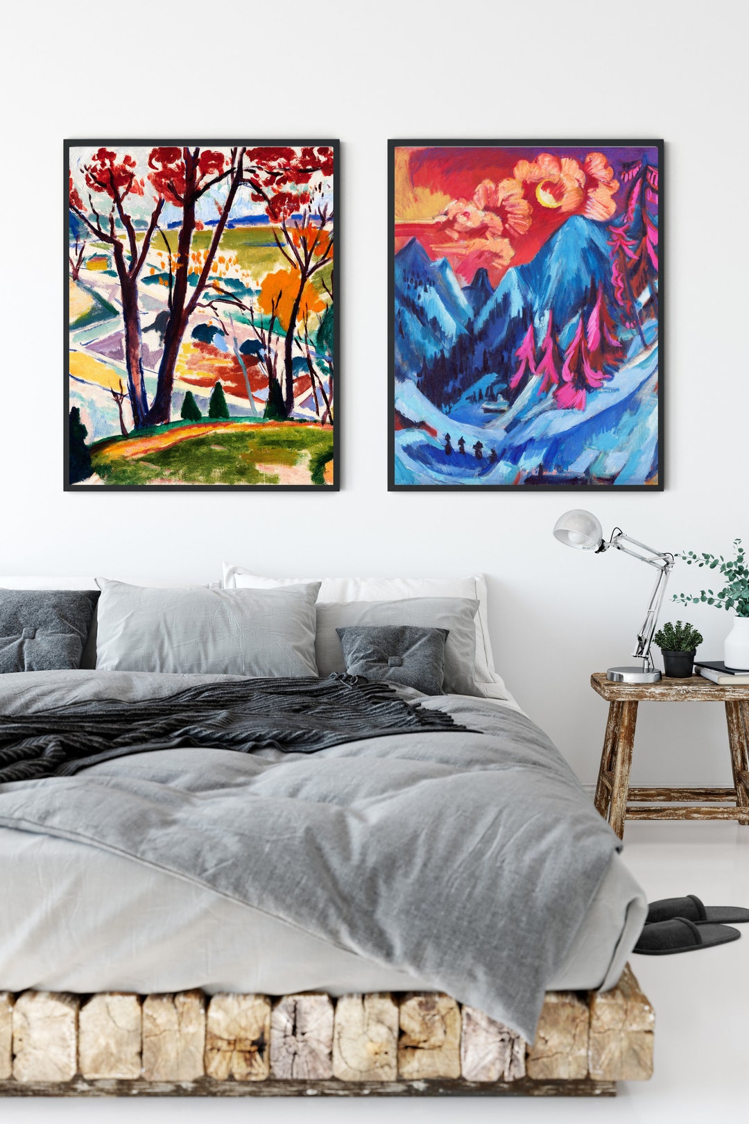 Artistic Landscape Gallery Wall Set Inspired by and Van Gogh Over