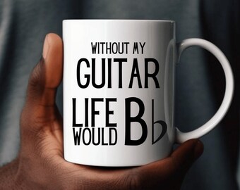 Taza de café "Sin mi guitarra": regalo para los amantes de la guitarra