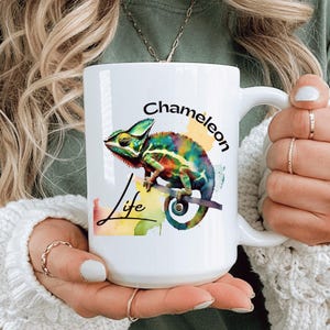 Chameleon Coffee Mug: 15oz Ceramic Reptile Lover Tea Cup