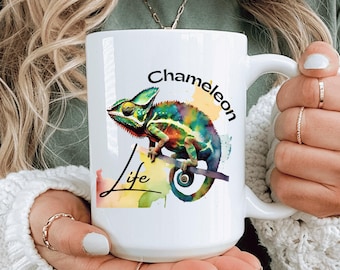Chameleon Coffee Mug: 15oz Ceramic Reptile Lover Tea Cup