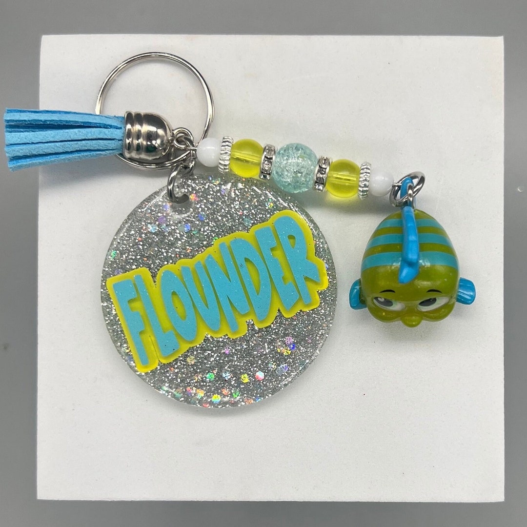 Flounder the Fish From the Little Mermaid Glitter Keychain Doorables