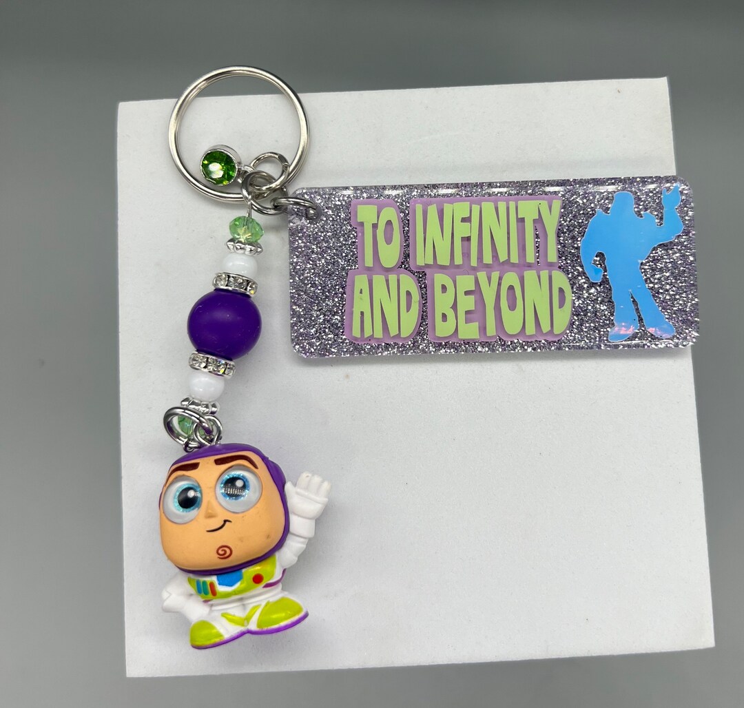 Buzz Lightyear Toy Story Glow in the Dark Glitter Keychain Etsy