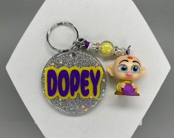 Dopey the dwarf from Snow White glitter keychain/dopey keyring/loungefly charm/doorables pen/Stanley cup charm/doorables pen/Snow White pen