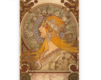 Affiche d'art mural Art Nouveau unique - Zodiaque par Alphonse Mucha - Impression Art Nouveau - Cadeau unique pour les amateurs d'art