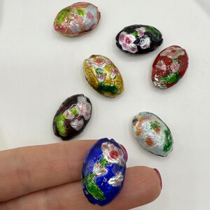 Handbemalte Blumen Glasperlen | Oval Handwerker Perlen | 1/3/5/10/20 Stück Optionen verfügbar | Schmuckherstellung Lieferungen