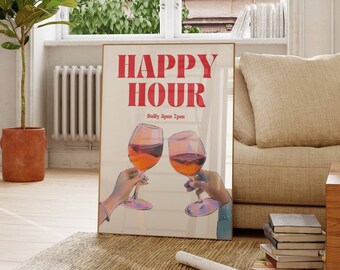 Happy Hour Cocktail Art Print: Trendy Bar Cart Decor (Digital Download)