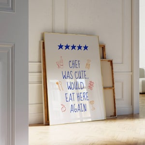 Chef Was Cute Poster, Retro Kitchen Print, Modne nadruki Chef, Sztuka ścienna z jedzeniem, Wystrój kuchni, Plakat wystawowy, Modna sztuka ścienna z kuchnią