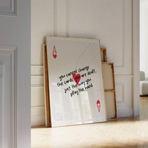 Ace positief gezegde typografie kunst aan de muur, trendy muurkunst, motiverende kunst, beroemde citaat kunst, kunst voor haar, slaapzaal decor, retro decor, Ace Card