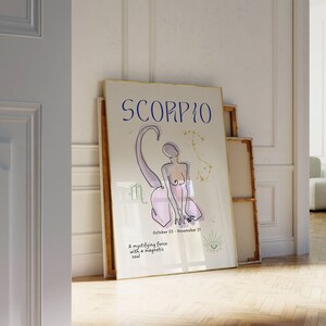 Trendy Skorpion Sternzeichen Druck, Sternzeichen Poster, himmlische spirituelle Dekoration, ästhetische Raumkunst, Sternzeichen Wandkunst, Scorpio Poster