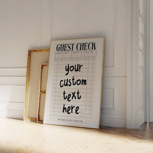 GUEST CHECK CHEERS Cocktail Printable, Custom Print, Bar Cart Print, Funky Retro Print, Trendy Kitchen Art, 70s, Custom Guest Check Poster